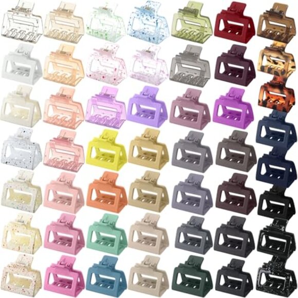 50 Pcs Medium Square Matte Claw Hair Clips Bulk Set main image 6